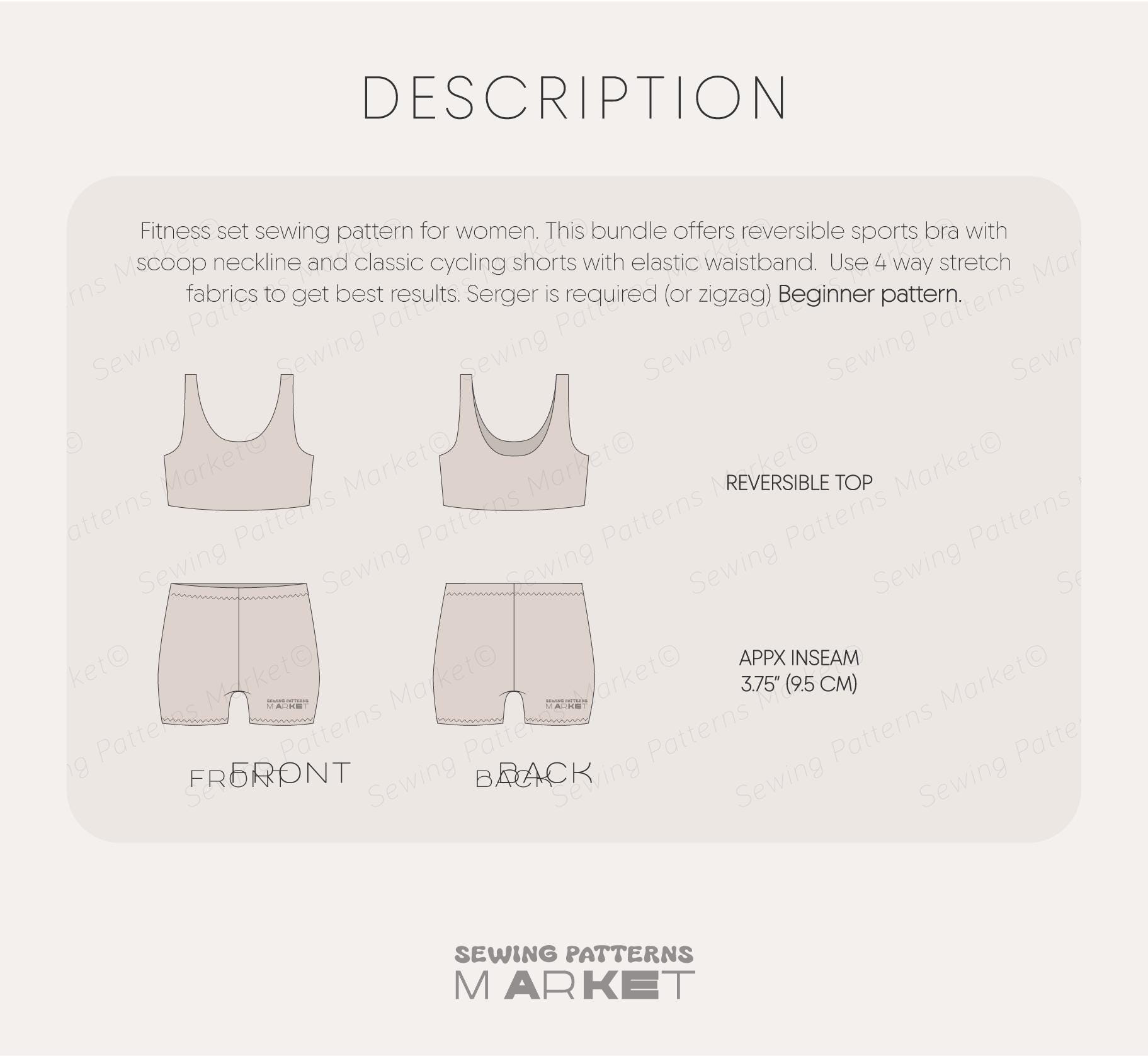 Cycling Shorts and Top Pattern, Digital Sewing Patterns, Plus Size ...