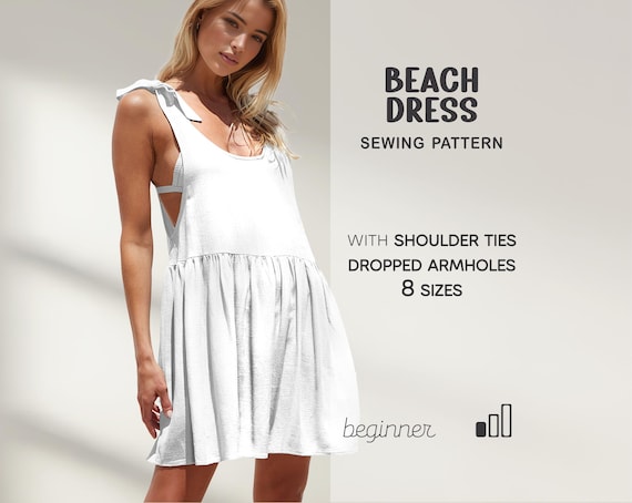 Mini dress sewing pattern | Short dress pattern PDF | Patron couture dress beginner pattern | DIY dress sewing tutorial