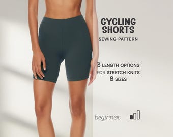 Cycling Shorts Pattern For Women Biker Shorts Beginner Pattern, Digital Plus Size Patterns, XS - 4XL, Yoga Shorts, Fitness Shorts
