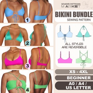 Bikini Sewing Pattern Beginner, XS - 4XL, Womens Swimsuit Pattern, Bathing Suit Digital Patterns, PDF Pattern With Instant Download