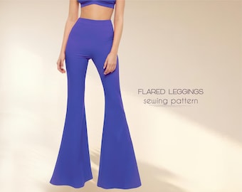 Flared Pants Sewing Pattern, Size XS - 4XL, Plus Size Patterns For Women, Bell Bottom Leggigns Pattern, Digital PDF Sewing Pattern