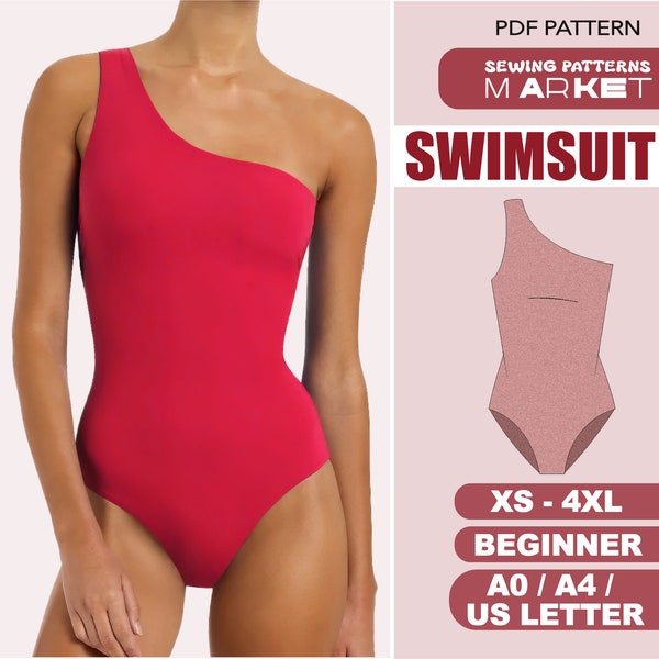 Bodysuit Schnittmuster Badeanzug Frauen Schnittmuster, Leotard Schnittmuster, One Shoulder Bikini Schnittmuster, Pdf Schnittmuster mit Instant Download