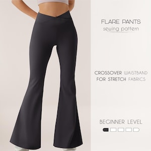 Flared pants sewing pattern, Flare leggings pattern, Bell bottom pants pattern, Beginner sewing patterns, Plus size pants pattern Yoga pants