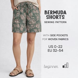 Patron de couture pour short femme, short en coton, patron de short long pour débutantes, bermuda à poches