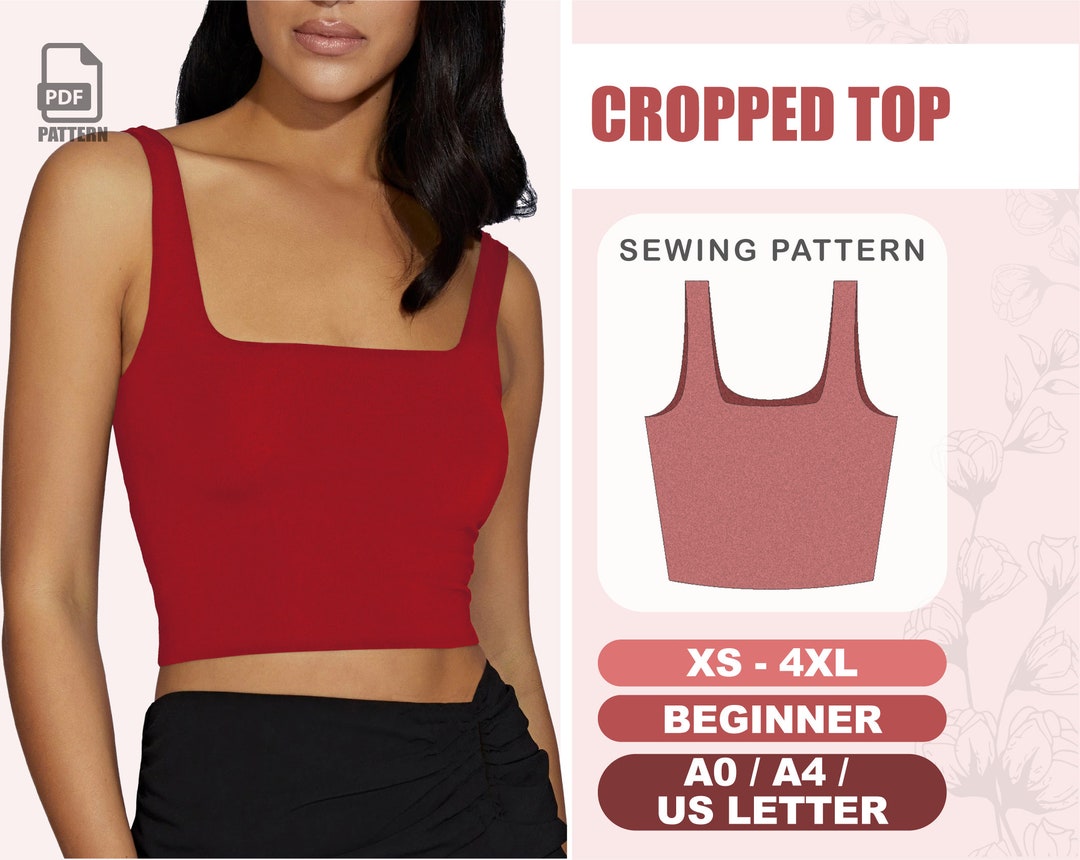 Cropped top sewing pattern women top pattern beginner level xs 4xl