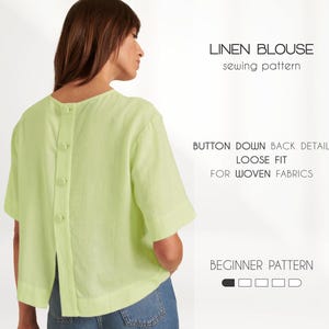 Linen Top Sewing Patterns For Women, Simple Top Pattern For Beginners, Cotton Tunic Pattern, Plus Size PDF Sewing Patterns For Women