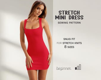 Bodycon Dress Pattern, Women's Dress Sewing Pattern, Fitted Dress Beginner Pattern, Tank Dress Pattern, Plus Size Dress Pattern