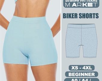 Shorts Sewing Pattern, Beginner Patterns, Cycling Shorts, Biker Shorts, Womens Digital Plus Size Patterns, Size XS - 4XL, PDF Patterns