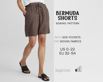 Simple Shorts Pattern For Women Shorts Beginner Sewing Pattern, Bermuda Shorts Pattern, Plus Size Shorts Pants PDF Pattern, Pajama Shorts
