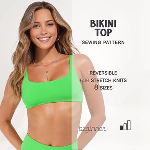 Bikini Top Schnittmuster XS - 4XL, Anfänger Badeanzug Schnittmuster, Yoga Top Schnittmuster, digitale PDF Muster, Sofort Download