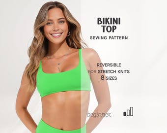 Bikini Top Sewing Pattern XS - 4XL, Beginner Swimsuit Pattern, Yoga Top Sewing Patterns For Women, Digital PDF Patterns, Instant Download