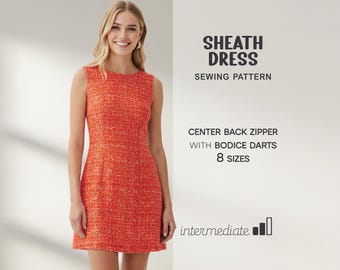 A-Line Mini Dress Sewing Pattern: Fitted Dress Pattern For Women, (PDF Pattern)