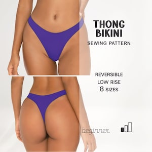 Mönster för stringtrosor, enkelt baddräktsmönster XS - 4XL, dambadkläder, digitala PDF-mönster plus size, direktnedladdning