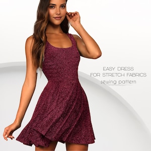 Mini Dress Sewing Pattern, Fit And Flare Dress Pattern, Skater Dress Pattern Beginner, Short Dress Sewing Tutorial, Easy Dress Pattern PDF