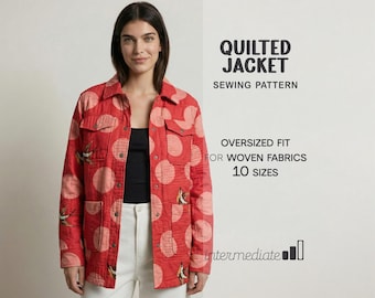 Jacket Pattern For Women Quilted Jacket Sewing Pattern, Loose Fit Shirt Pattern For Women, Patchwork Jacket Sewing Pattern