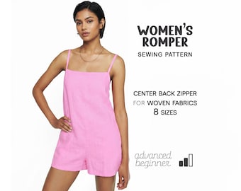 Romper Sewing Pattern, Women's Jumpsuit Pattern, Cotton Romper Pattern, Overall Pattern, Dungaree PDF Pattern For Women, Onesie Pattern