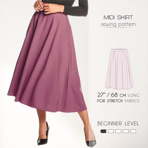 Midi Skirt Sewing Pattern For Beginners, Circle Skirt Pattern, Flared Skirt Pattern, Easy Skirt Pattern Women's Sewing Patterns PDF Download