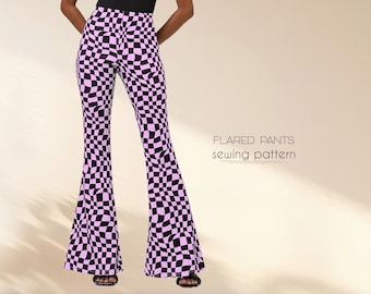 Flared Pants Sewing Pattern Beginner Level, Size XS - 4XL, Digital Sewing Pattern