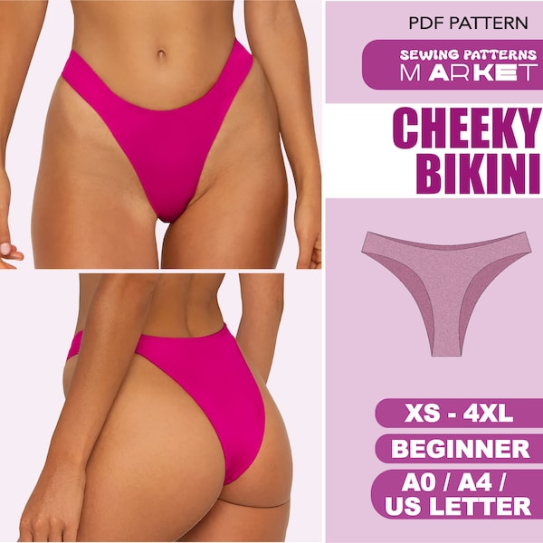 Bikini PDF Sewing Pattern, Womens Swimsuit Digital Patterns, Size XS - 4XL, Plus Size Sewing Patterns, PDF Patterns With Instant Download