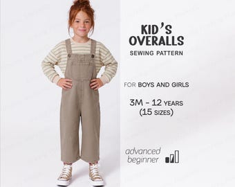Kid's Jumpsuit Pattern For Children Overalls Sewing Pattern, Baby Romper Pattern, Cotton Dungarees Pattern