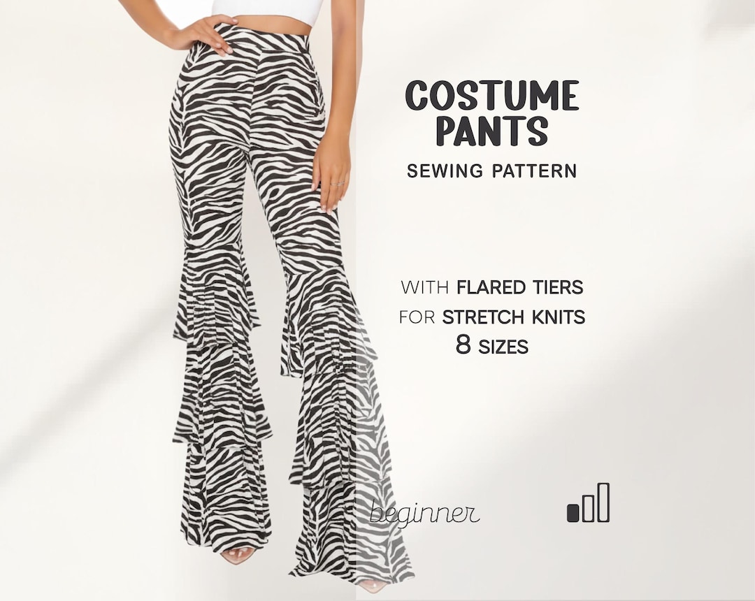Flare Pants Pattern Rave Halloween Costume Pattern, Flare Pants Sewing Pattern, Bell Bottom ...