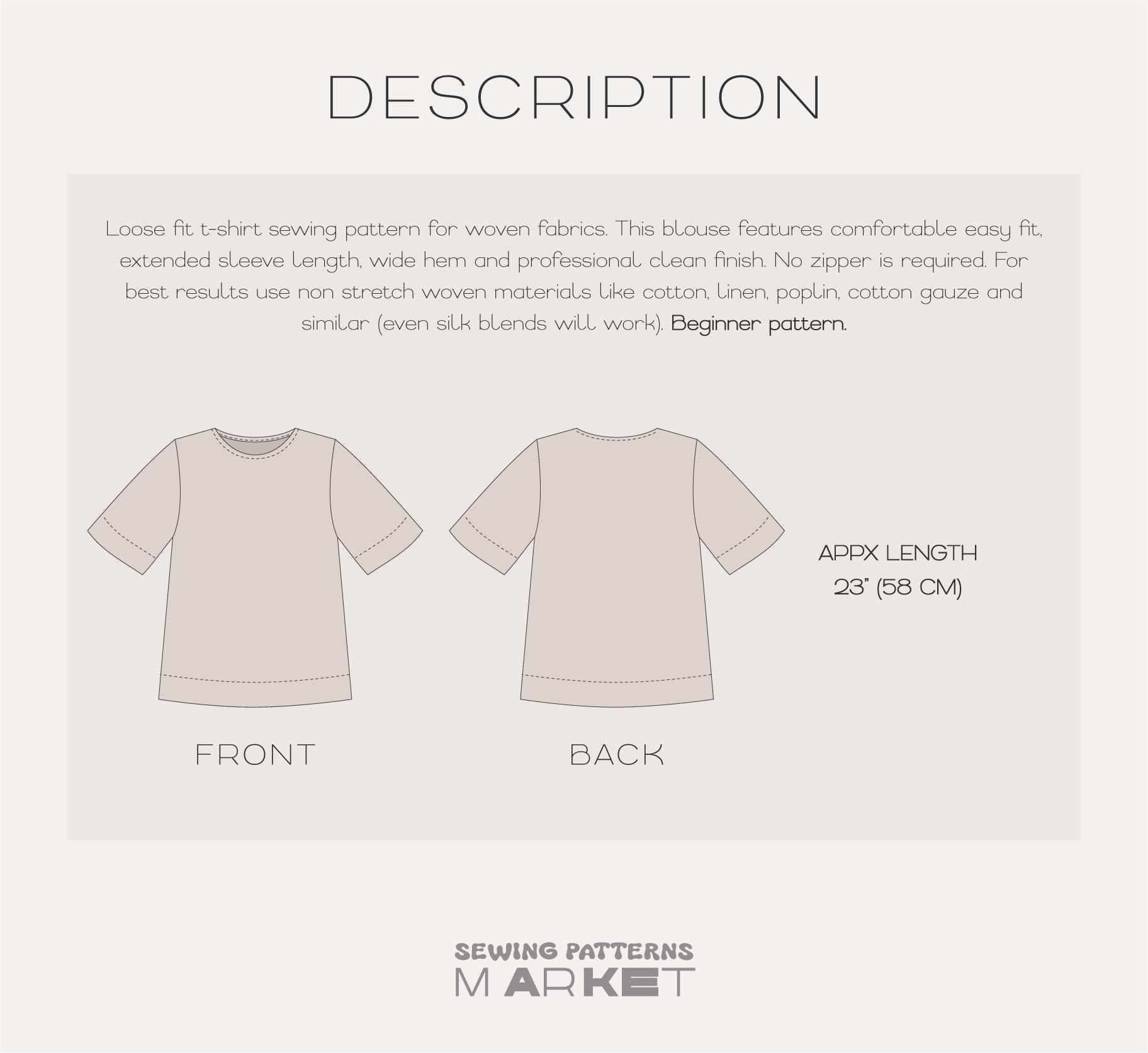 Simple Op Pattern Linen Top Sewing Patterns for Women, Simple Top Pattern for Beginners ...