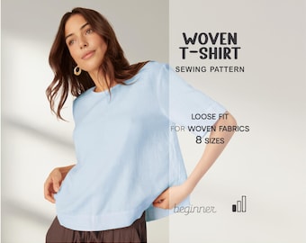 Linnen top naaipatronen voor vrouwen, eenvoudig toppatroon voor beginners, katoenen tuniekpatroon, plus size pdf-naaipatronen voor vrouwen