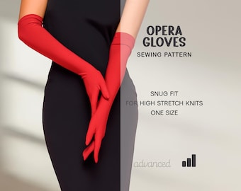 Opera Gloves Pattern | Cosplay Gloves PDF Pattern | Long Evening Gloves Sewing Pattern | Prom Glove Pattern | Wedding Gloves Sewing Tutorial