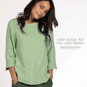 Linen Blouse Sewing Pattern, Summer Top Beginner Pattern, Women Tunic Pattern, Plus Size Relaxed Top Pattern, XS-4XL, PDF Sewing Patterns