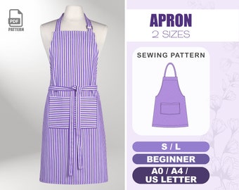 Kitchen Apron Pattern, Womens Apron Sewing Pattern, DIY Gifts Gor Her, Mens Apron, Digital Beginner Patterns, Instant Download