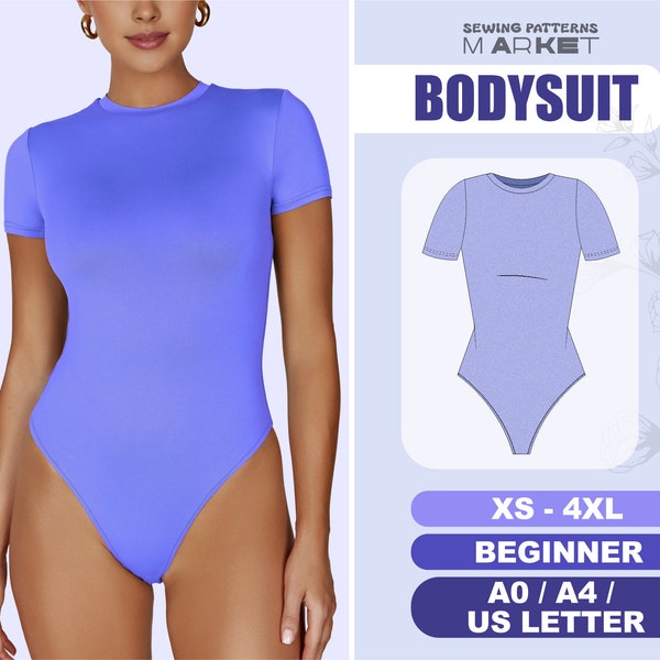 Bodysuit Pattern For Beginners, Short Sleeve Leotard Pattern, XS - 4XL, Swimsuit Bikini Pattern, Pdf Sewing Patterns With Instant Download