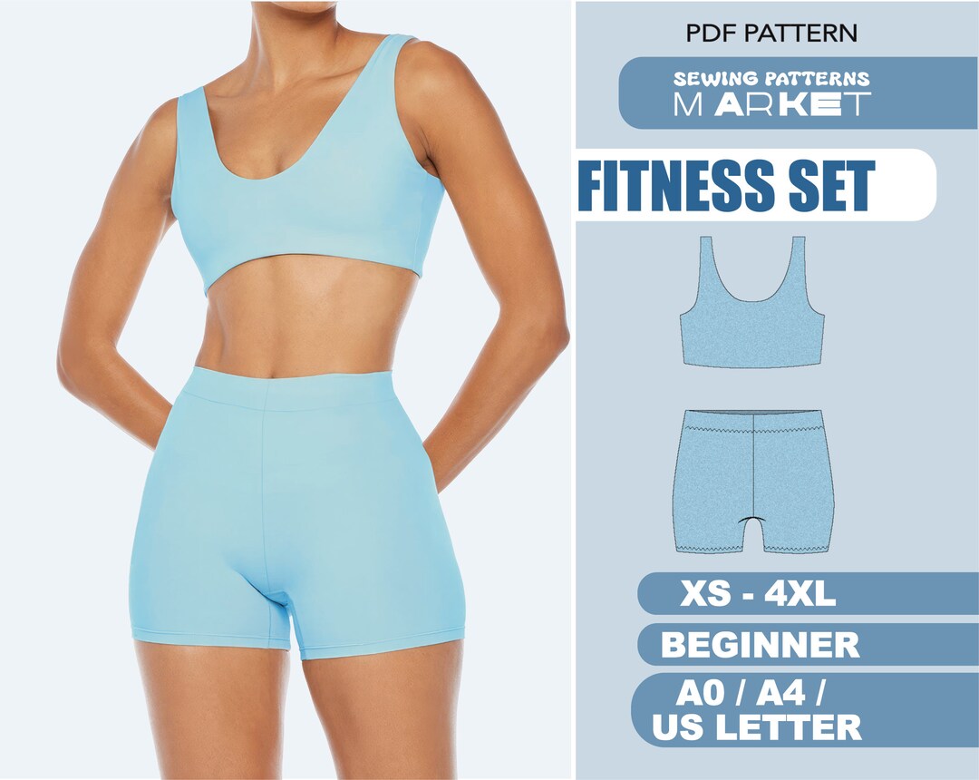 Cycling Shorts and Top Pattern, Digital Sewing Patterns, Plus Size
