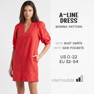 A-Line Dress Pattern, Shift Dress Pattern, Linen Dress Sewing Pattern, Womens Dress Pattern