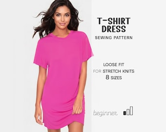 T-Shirt Dress Pattern, Easy Dress PDF Pattern, Plus Size Dress, Digital Sewing Patterns, Summer Dress Pattern, XS - 4XL, Beginner Pattern