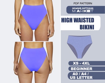 Swimsuit Sewing Pattern Bikini Womens Digital Patterns, Plus Size PDF Beginner Patterns, XS - 4XL, Instant Download