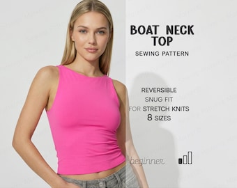 Tank Top Sewing Pattern, Crop Top Sewing Pattern, High Neck Top Pattern, Yoga Top Pattern For Beginners