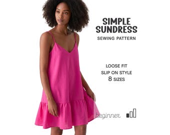 Slip Dress Sewing Pattern Plus Size Womens Summer Dress Digital Patterns, XS - 4XL, Beginner Slip Dress Pattern, Instant Download