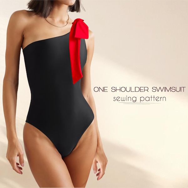 Swimsuit Pattern, One Shoulder Bodysuit, Bikini Pattern, Beginner Patterns, Digital Sewing Patterns, Plus Size XS - 4XL, Instant Download