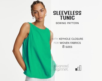 Naaipatroon linnen top, zomertopje beginnerspatroon, damestuniekpatroon, plus size ontspannen toppatroon, XS-4XL, pdf-naaipatronen