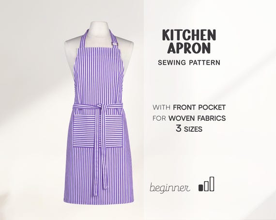 Kitchen Apron Pattern, Womens Apron Sewing Pattern, DIY Gifts Gor Her, Mens Apron, Digital Beginner Patterns, Instant Download