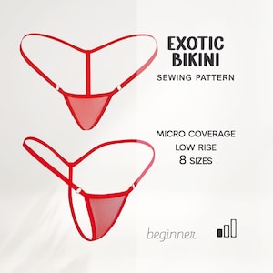 Bikini Schnittmuster Extrem Micro Badeanzug Digitale Muster, Schnittmuster für Übergrößen XS - 4XL, Instant Download