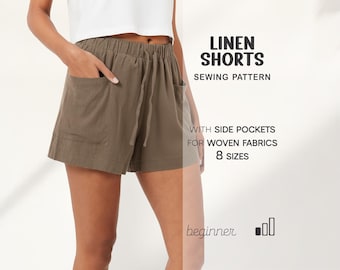 Women's Shorts Sewing Pattern, Linen Shorts Pattern, Wide Leg Shorts Pattern, Cotton Shorts Pattern, Shorts With Pockets For Women