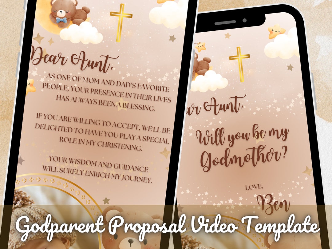Brown Bear Godparent Baptism Proposal Video Template Christening