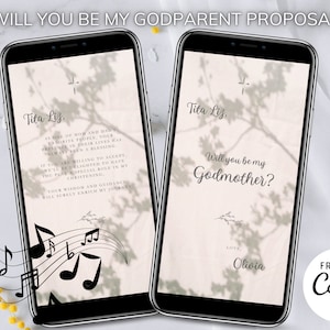 ¿Serás mi madrina? Vídeo de invitación a la propuesta, Tarjeta de propuesta de padrino, Minimalista ¿Serás mi madrina? Plantilla de Canva editable DIY.