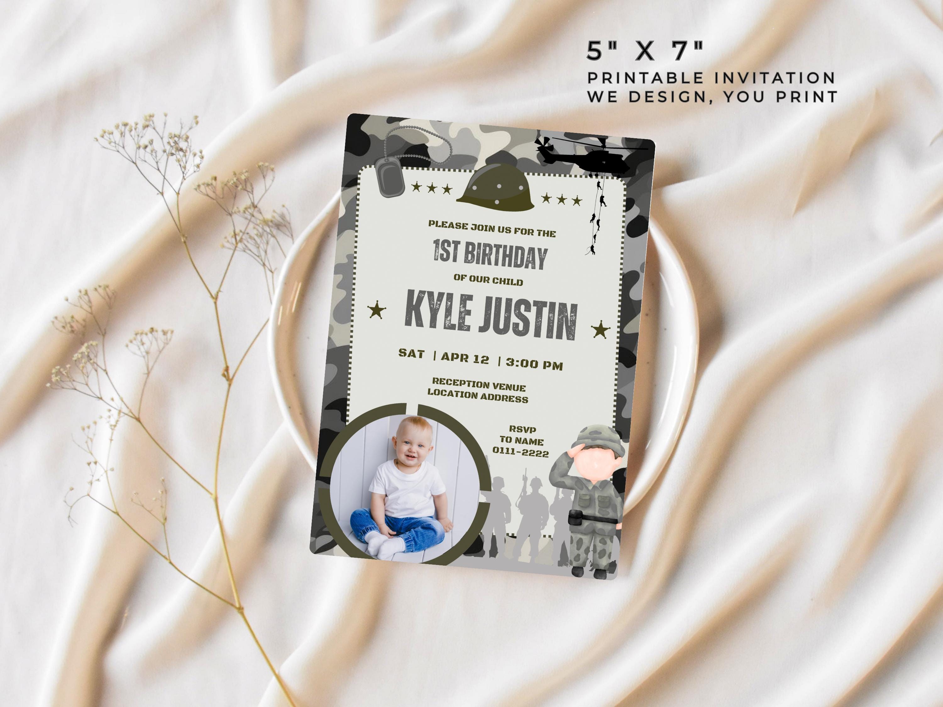 Military Theme Birthday Invitation, Scout Ranger, Camo Invite, Army ...