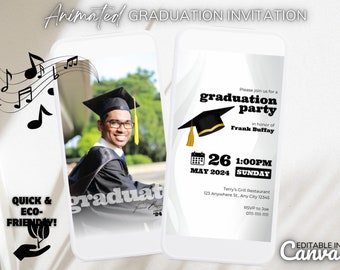 Graduation Save the Date Template for Texting Save the Date Text message Canva Template Animated Save the Date Graduation Party Template