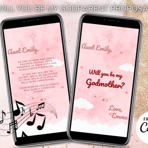 Vidéo d'invitation de proposition Will You Be My Godmother, carte de proposition de parrain et de marraine, modèle de toile modifiable DIY minimaliste Will You Be My Godmother
