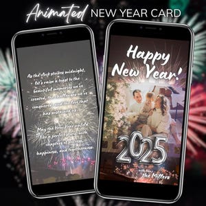 Animierte 2025 Neujahrskarte Feuerwerk Vorlage | Digitale Neujahrskarte | Veränderbare Karte Frohes Neues Jahr | DIY-Bearbeitung in Canva
