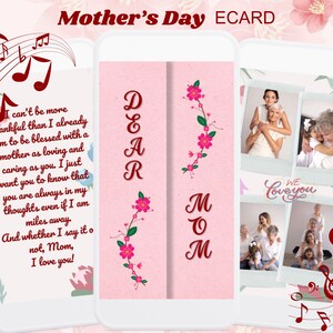 Mothers Day Card Gift Mothers Day Greeting Card Wildflowers Digital Video Editable Template Personalized Message Customize Instant Download