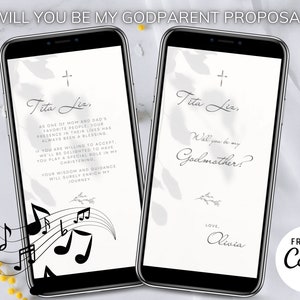 ¿Serás mi madrina? Vídeo de invitación a la propuesta, Tarjeta de propuesta de padrino, Minimalista ¿Serás mi madrina? Plantilla de Canva editable DIY.